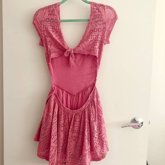 🔥SOLD🔥 Free People Pink Crochet Babydoll Romper - Picture 3 of 6